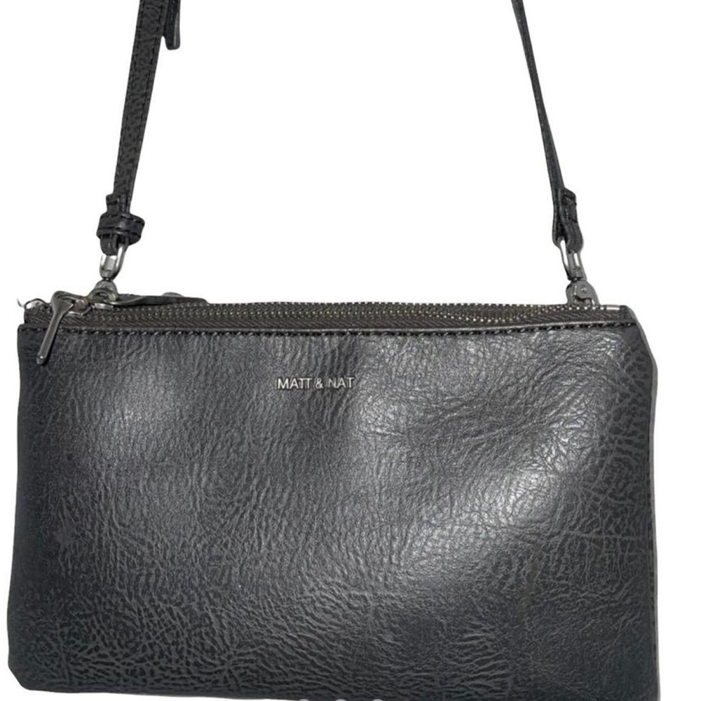 Vegan leather gray three pockets Crossbody